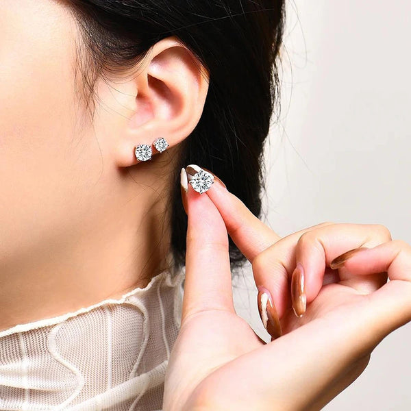 Sparkling Moissanite Stud Earrings