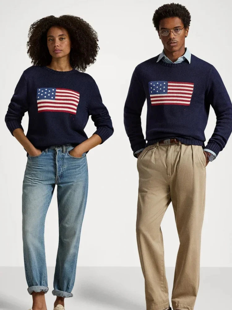 Patriotic Knit Sweater for Women