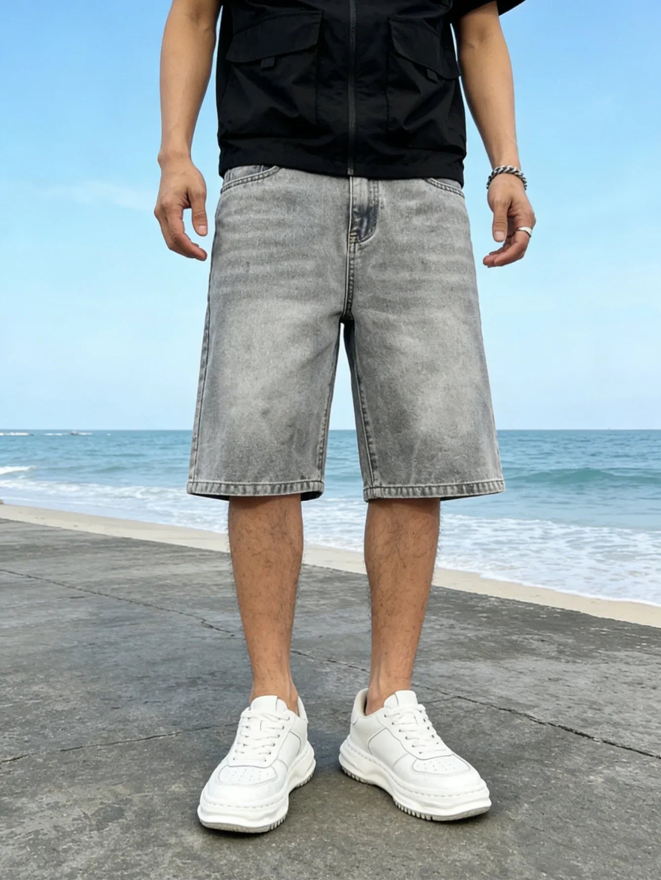 Breathable Denim Shorts for Men