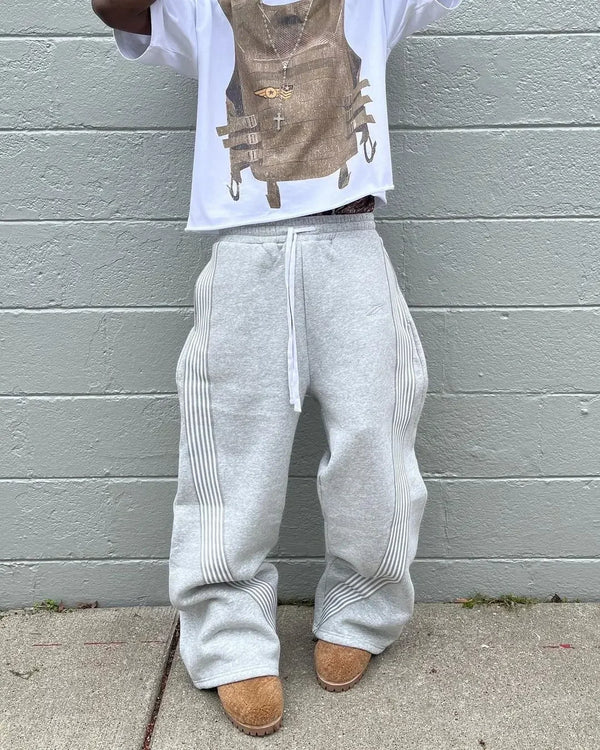 Embroidered Gray Jogger Pants