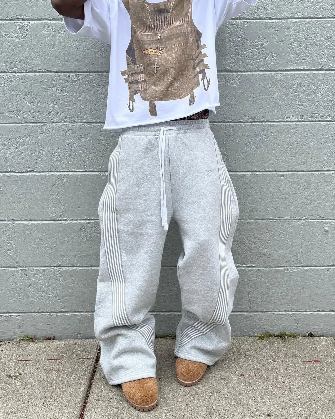 Embroidered Gray Jogger Pants